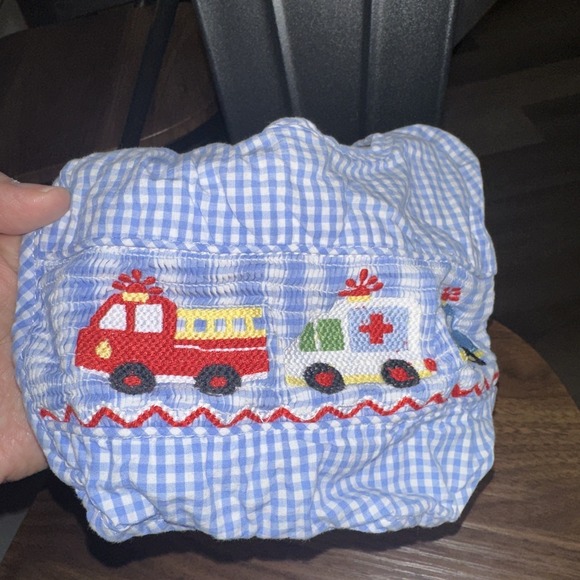 Lil Cactus Baby Boys Smocked Bib Firetruck Police Ambulance - Picture 2 of 3